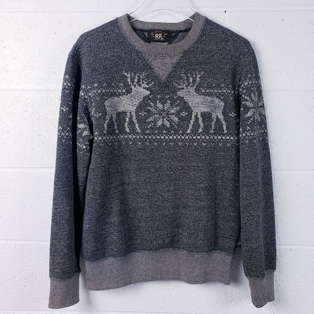 Double RL RRL Ralph Lauren Vintage Snowflake Jacquard Forest Deer Sweater Small‎
